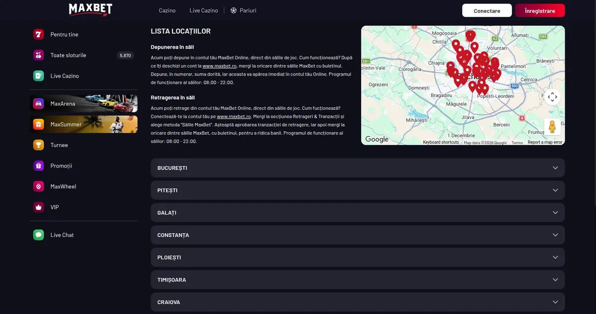 Pagina de agenții a maxbet.ro